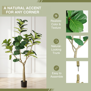 6FT Artificial Fiddle Leaf Fig Tree, Realistic Faux Potted Plant