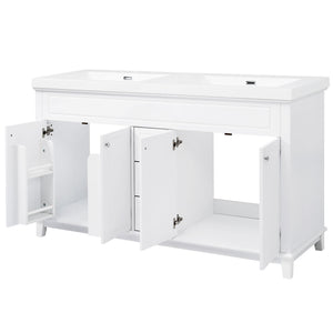 Bathroom Vanity With Double Sinks, 3 Drawers & 4 Doors - White
