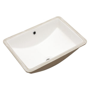 European Style Ceramic Rectangular Undermount Bathroom Sink With Overflow