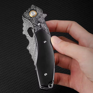 Specter Handmade VG10 Damascus Pocket Knife – Ebony Handle