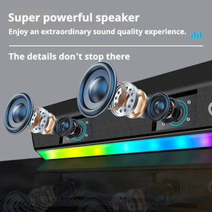 KP-557 Bluetooth Speaker With RGB Colorful Lights Home Soundbar With Wireless Bluetooth Deep Bass High-Fidelity Surround Sound And Card Playback Support