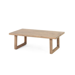 Outdoor Acacia Wood Loveseat and Coffee Table Set with Cushions