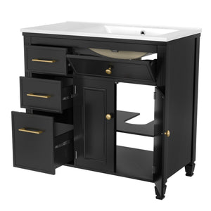 Modern Bathroom Vanity With Ceramic Sink, Freestanding