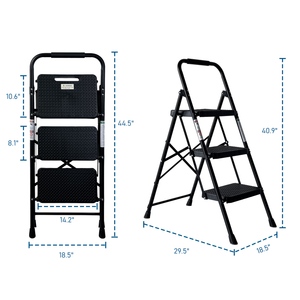 3 Step Ladder Folding Step Stool with Wide Anti-Slip Pedal