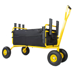 Fishing Cart Beach Cart Collapsible Wagon with 9.85'' All-Terrain Wheels