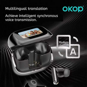KP-219 Best-Selling Wireless Bluetooth Earbuds Smart AI Simultaneous Translation ENC Noise Cancellation And Digital Display Screen Factory Direct Sales