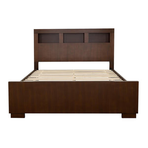 Queen Bed With Bookcase Headboard - Brown