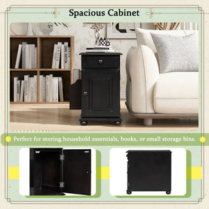 Vintage Flip Top Side Table With USB Ports