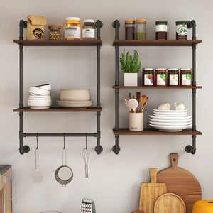 Industrial Pipe Shelf 3-Tier and 2-Tier Wall Mounted Shelves