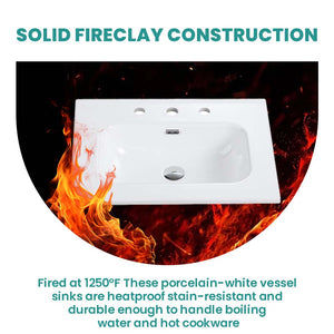 Glossy White Ceramic Integrated Sink