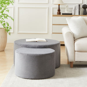 Modern Upholstered Round Coffee Table For Living Room (Set of 2)