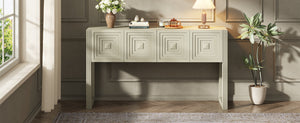 Geometric Carved Console Table with 3 Soft-Close Drawers