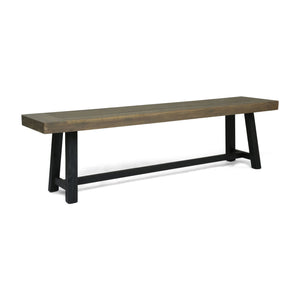 Cloud Outdoor Bench With Acacia Wood Frame And Slat Panel Design