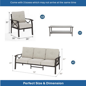 Patio Furniture Set with Coffee Table and Cushions for Backyard