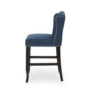 Vienna Fabric Tufted Counter Stool With Nailhead Accents (Set of 2)