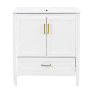Elegant Fluted Bathroom Vanity With Sink, Soft Close Doors & Drawer