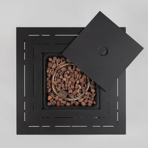 Square Fire Pit Table - Black Brown