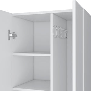 Attica Broom Cabinet Double-Door Design with Inner Shelves and Side Hangers