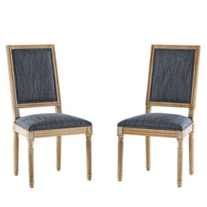 French Country Style Dining Chair with Upholstered Seating and Fluted Legs