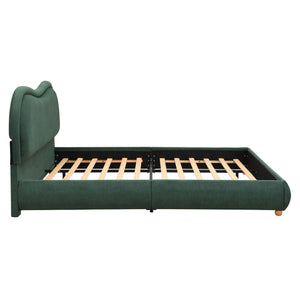 Upholstered Platform Bed Frame With Curved Headboard