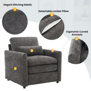Cozy Upholstered Cushion Armchair For Living Room