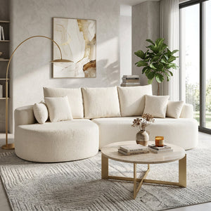 106 in. 2-Piece Fabric Cloud Curved Sectional Chenille Sofa with Chaise