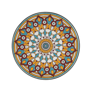 Round Ceramic Outdoor Side Table, Colorful + Black