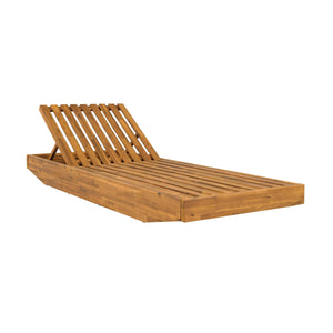 Modern Acacia Wood Outdoor Chaise Lounge with Adjustable Headrest