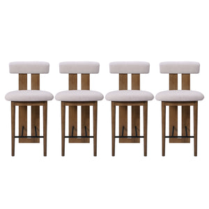 Renee Indoor Modern Split-Back Rubber Wood Counter Stool