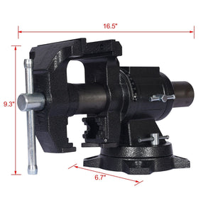 Heavy Duty 5" Multi Jaw Rotating Bench Vise with 360° Swivel Base and Head