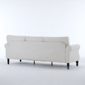 83 Inch Faux Leather Rolled Arm Sofa with Nailhead Trim