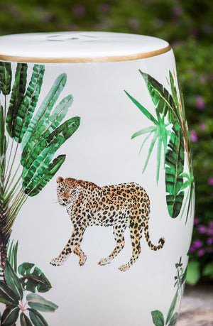 13x13x18 Ceramics Garden Stool Jungle-Themed Accent Side Table