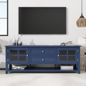 TV Stand, Entertainment Center With Dual Drawers And Hidden Storage, Cabinet With Soft Closing Doors And Sleek Panel Design