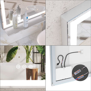 LED Bathroom Vanity Mirror Wall Mounted Adjustable / Warm / Natural Lights Anti-Fog Touch Switch With Memory Modern Smart Large Bathroom Mirrors