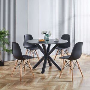 Table Mid-Century Dining Table For 4 - 6 People With Round Table Top, Pedestal Dining Table, End Table Leisure Coffee Table, Cross Leg