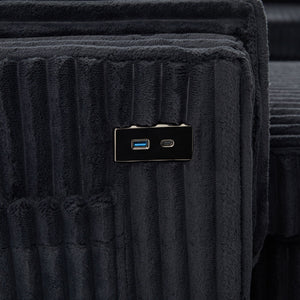 Convertible U-Shaped Sectional Sofa Bed With USB Ports And Storage