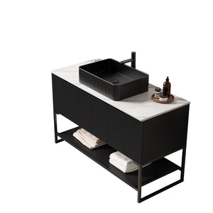 Tulio 48" Bathroom Vanity & Sink with 3 Doors and Open Shelf