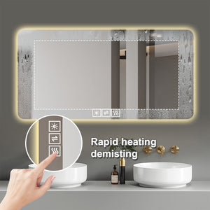 28"x60" Frameless LED Bathroom Mirror with Demist Function