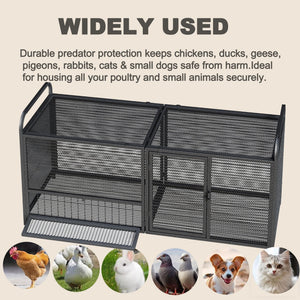 Chicken Cage, Poultry Breeding Coop - Black / Silver