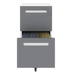 2-Drawer Mobile File Cabinet With Lock,On 360° Wheels, Holds A4/Letter/Legal Files - White