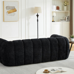 Quilted Cloud Sofa With Rounded Armrests And Piano Key Backrest Design