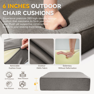 6" Thick Outdoor Chair Cushion Set - Gray