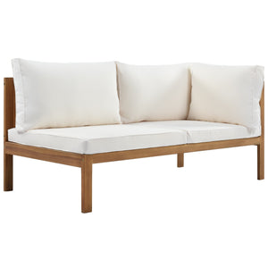 Wood Structure Outdoor Sofa Set with Beige Cushions