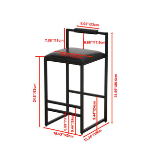 Elegant Bar Stool Set With Backrest And Footrest, Counter Height (Set of 2)