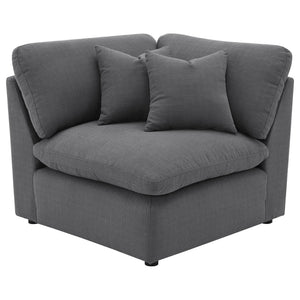 6 Piece Upholstered Modular Sectional Sofa With Reversible Cushions And Ottoman - Charcoal