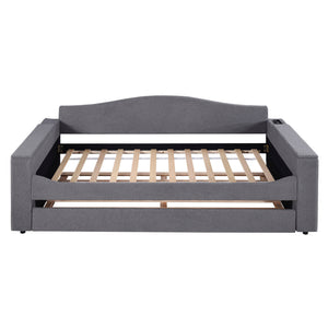 Upholstered Daybed With Storage Armrests, Trundle And Latest Integrated tooth Audio System