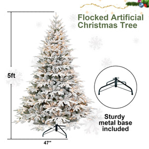 6ft Pre-Lit Flocked Artificial Christmas Tree with 400 Warm White Lights