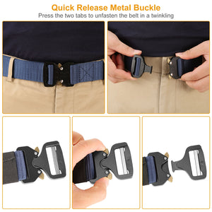 Men Military Belt Adjustable Tactical Belt Combat Waistband w/Metal Buckle Nylon Training Belt