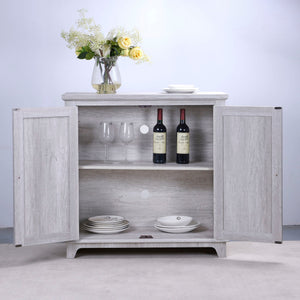 Elegant Sideboard With 2 Acrylic Mirrored Doors, Adjustable Shelf Storage