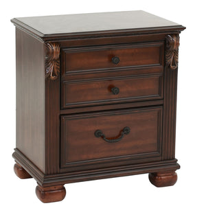 3 Piece Bedroom Set, Traditional Bed With 2 Nightstands